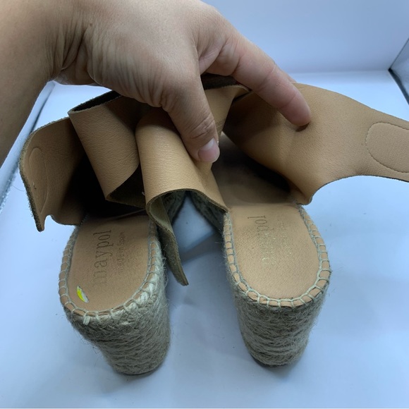 Anthropologie Maypol Carmel Leather Cross Band Espadrilles Wedge Sandals 40US9.5 - Picture 7 of 10